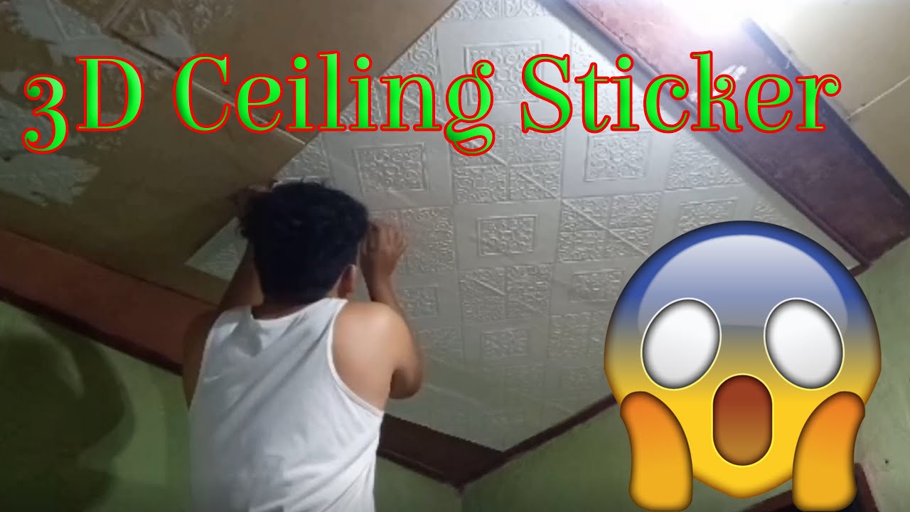 Installing 3D Ceiling Sticker | Room Makeover
