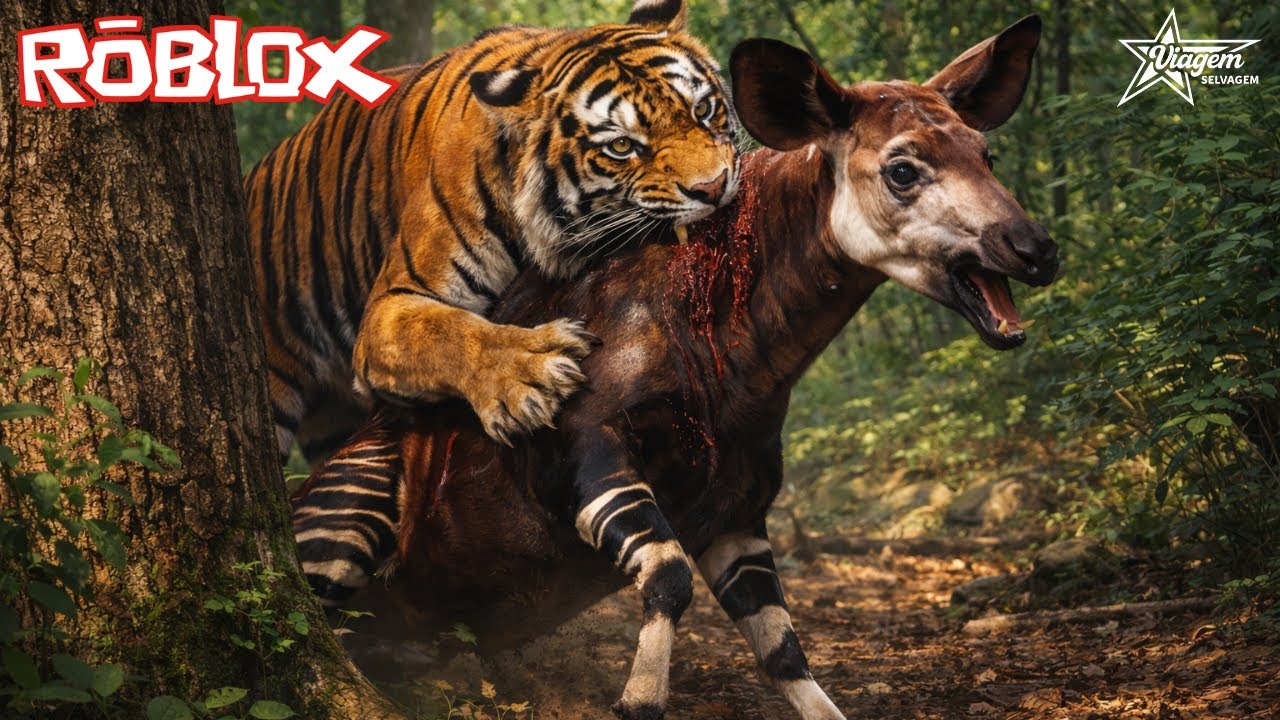 PERSEGUINDO E CAÇANDO OCAPI DE TIGRE NO REALISMO - JUNGLE LIFE ROBLOX ( IMPÉRIO ANIMAL )