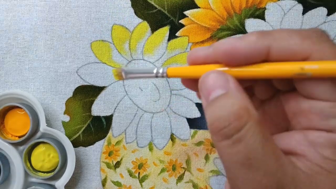 Aprenda pintar Girassóis Pintura em Tecido Parte 2, Aula 515 Bruno Silva