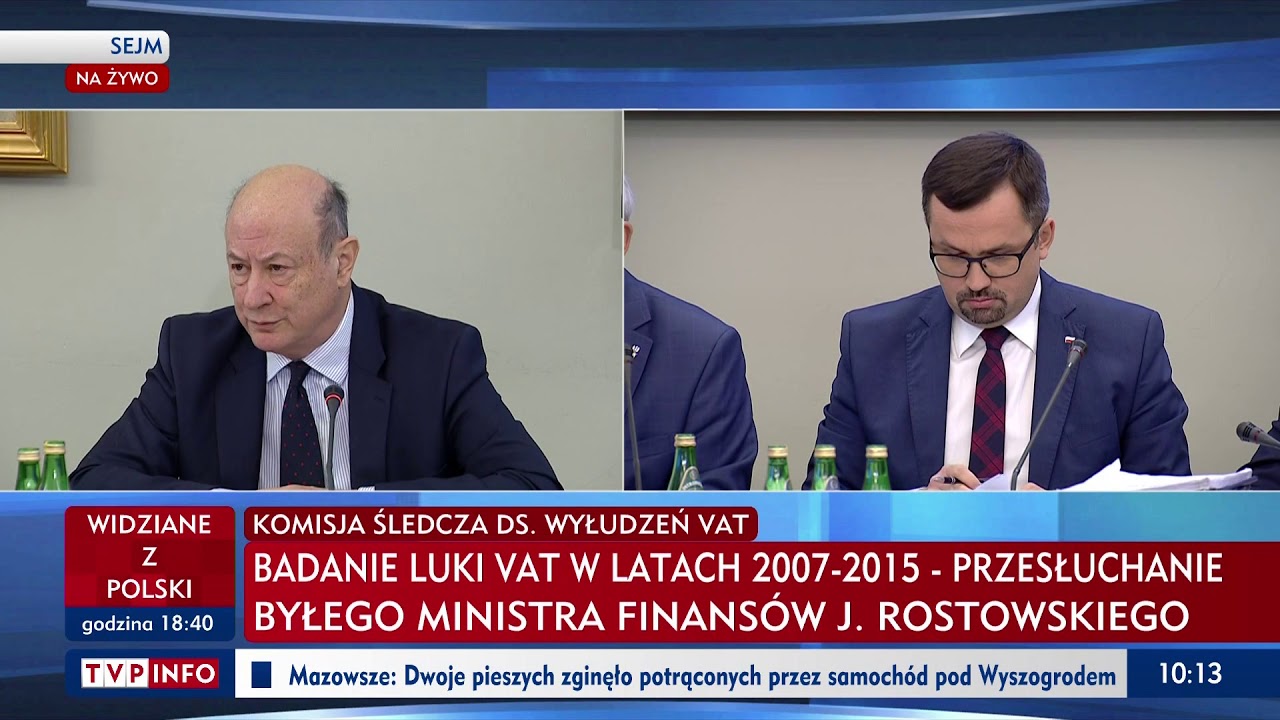 Przesłuchanie Jana Vincenta-Rostowskiego przez sejmową komisję śledczą ds. VAT (cz. 1)
