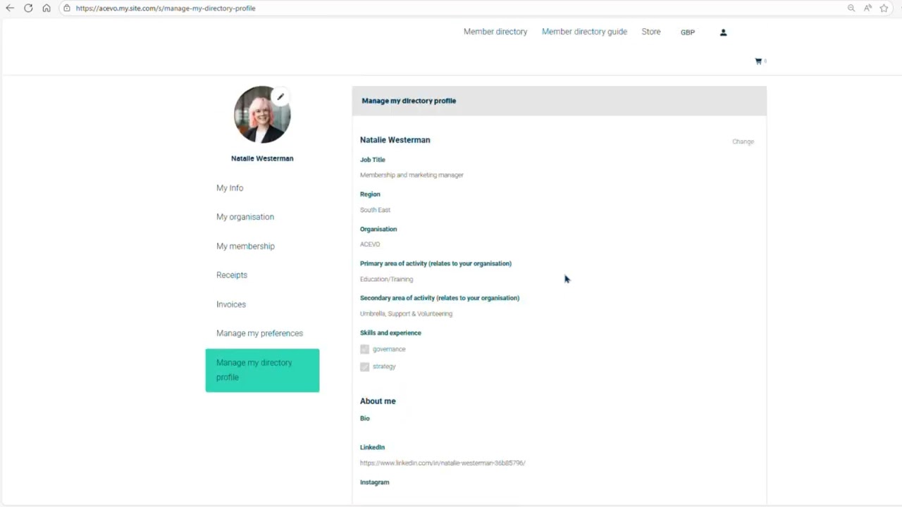 How to use the ACEVO member directory
