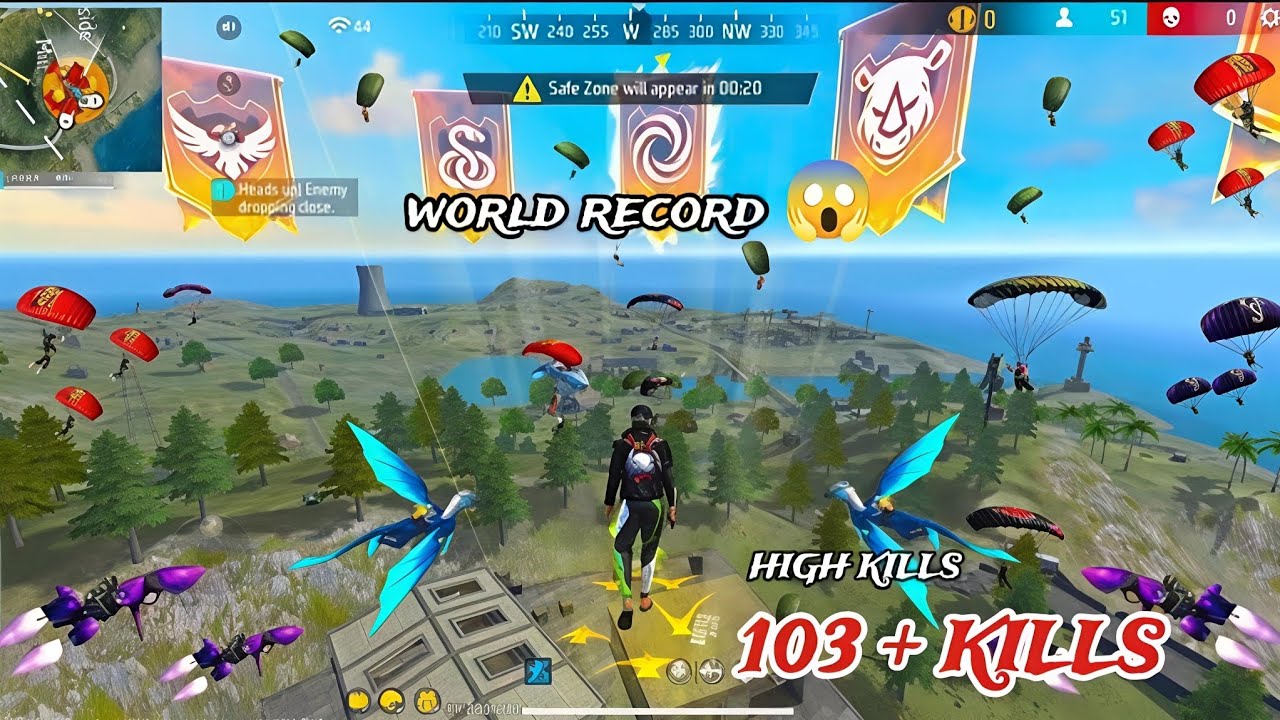103 + HIGH KILLS 🪂☠️IN RANK GAME 🪂😱 WORLD' RECORD 🌍⚡NOSTOP KILLS TEEM WORK 📈✅#new #freefire #viral