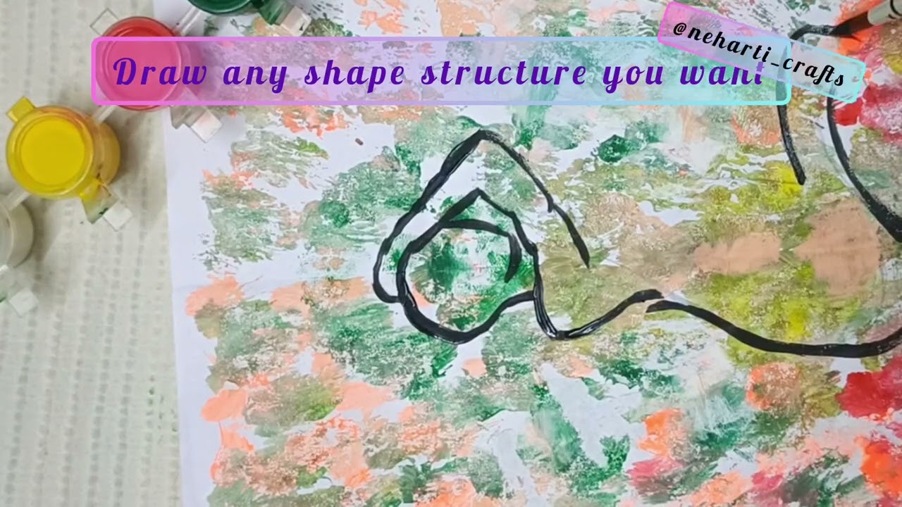 Learn canvas paint | abstract paint using fold and paint method| basic water color