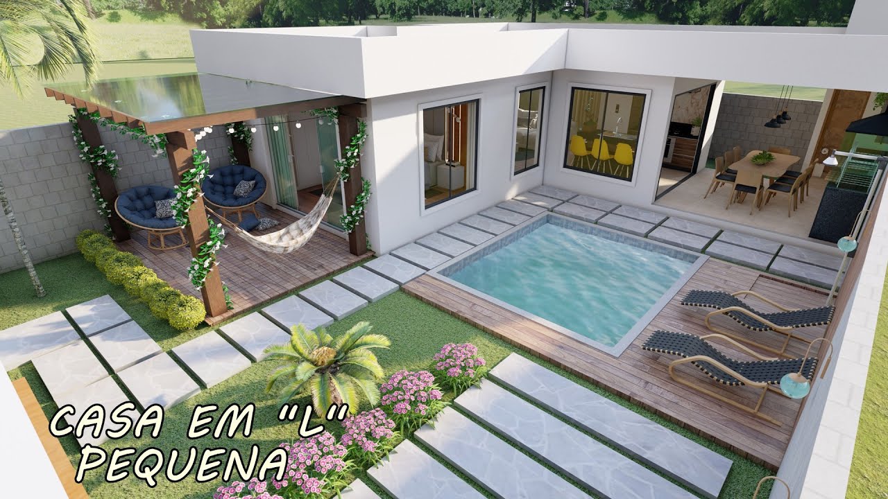 35c | Casa em L com piscina  | PEQUENA E ACONCHEGANTE |