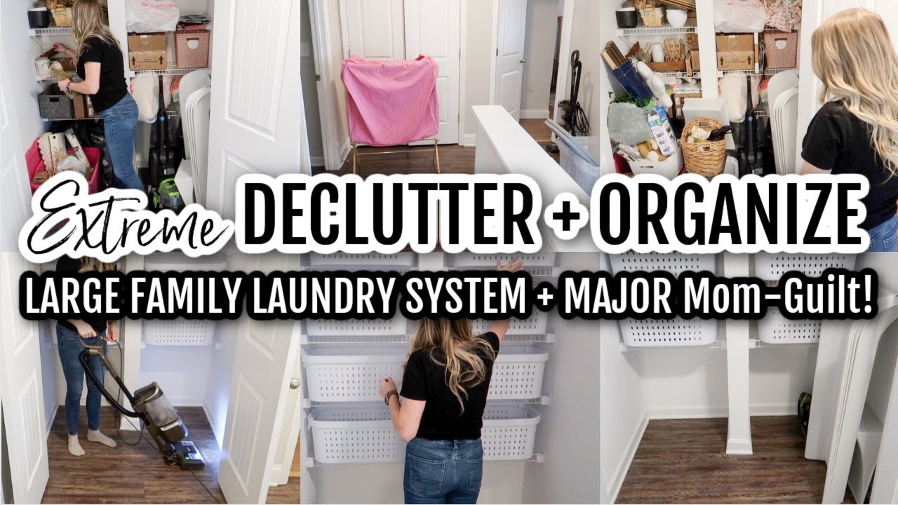 *NEW* 🧺 EXTREME DECLUTTER + ORGANIZE! | Large Family Laundry System | Major Mom-Guilt with the Move!
