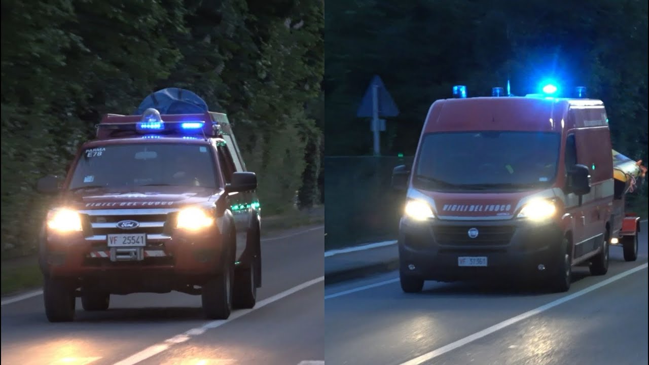 [1000 ISCRITTI - RARE - 4K] PASSAGGIO RANGER SAF + AUTOFURGONE SAF VIGILI DEL FUOCO PARMA IN SIRENA
