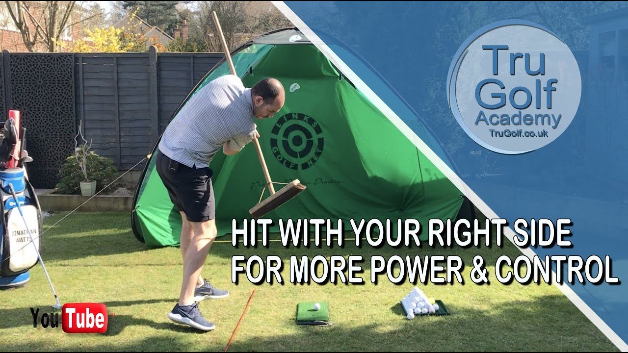HIT WITH YOUR RIGHT SIDE FOR MORE POWER & CONTROL  - HOW TO PRACTICE GOLF AT HOME