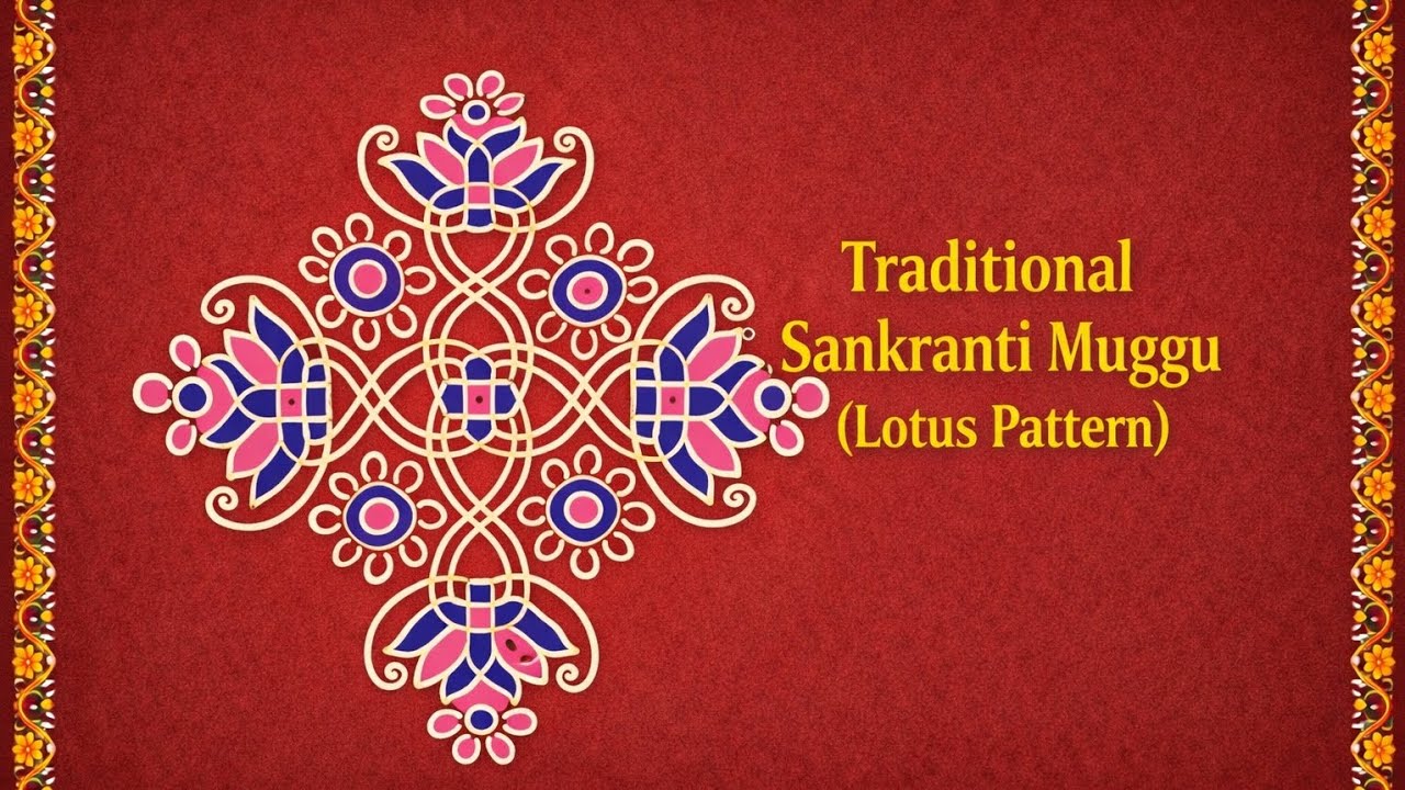 Traditional Sankranti muggu, Pongal kollam, Rangoli design 