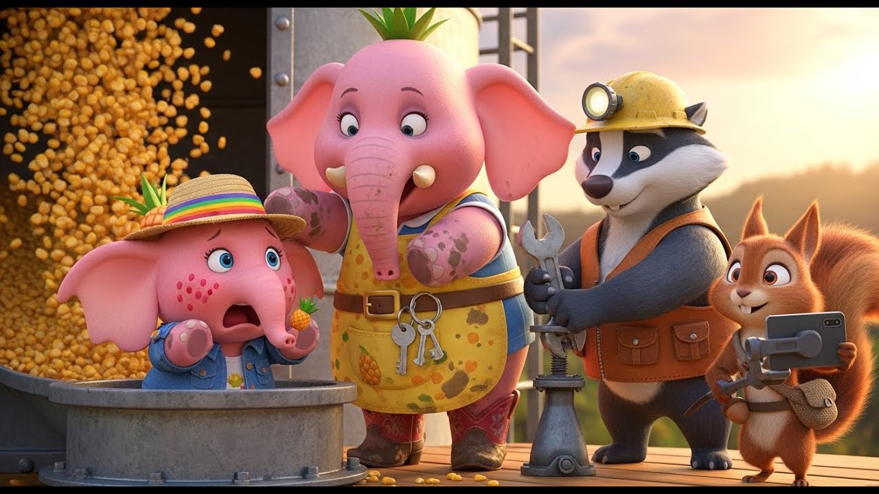 Real Farm Elephant EXPLOSIÓN DE MAÍZ! Sweetie sobrellena el silo y 500 granos vuelan por los aires!