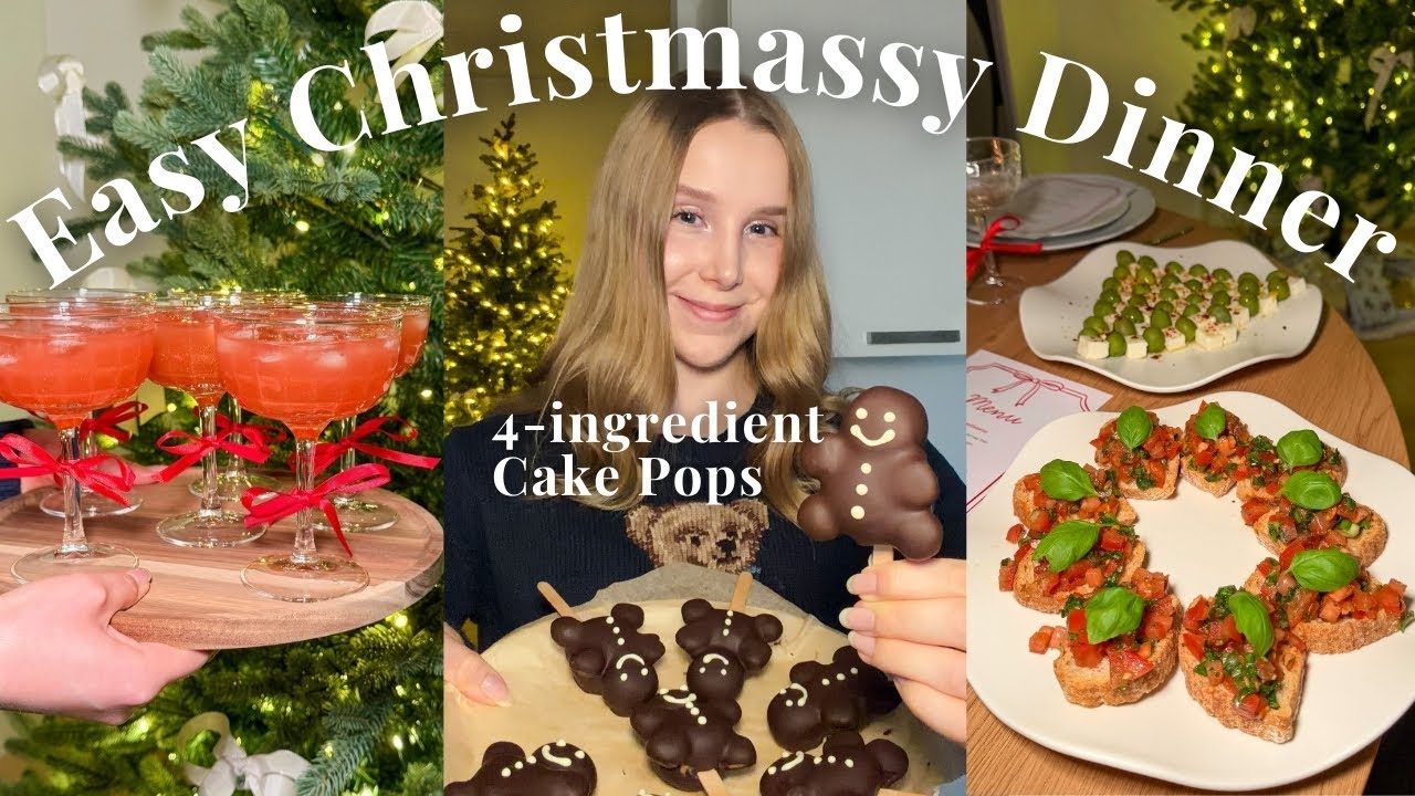 Hosting a Festive Dinner Party🎄 4-ingredient Gingerbread Cake Pops, Bruschetta Wreath, Mocktails...✨