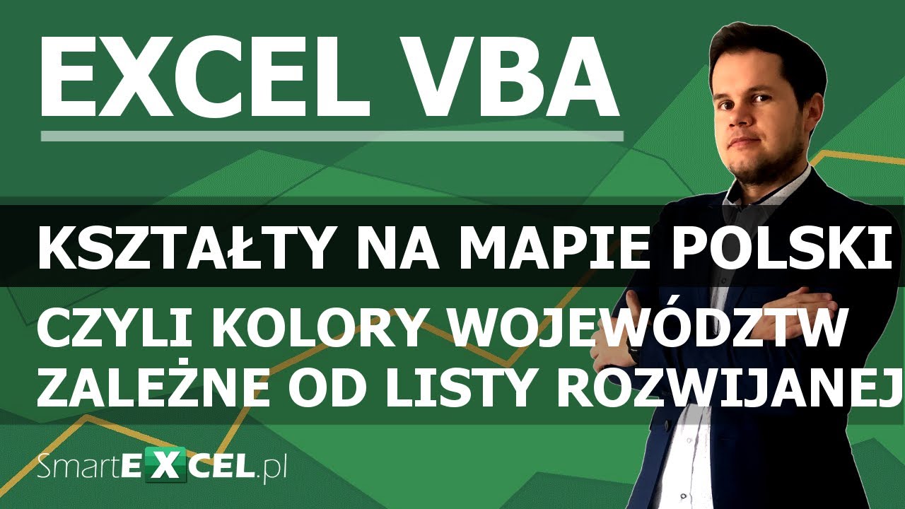 Kształty w VBA - kolory kształt&oacute;w (wojew&oacute;dztw) zależne od listy rozwijanej na mapie Polski.