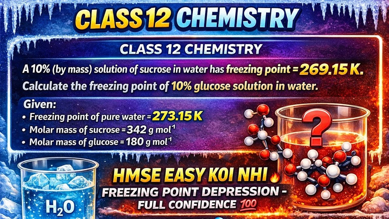 A 10% solution (by mass) of sucrose in water has freezing point of 269.15 K. Calculate the freezing