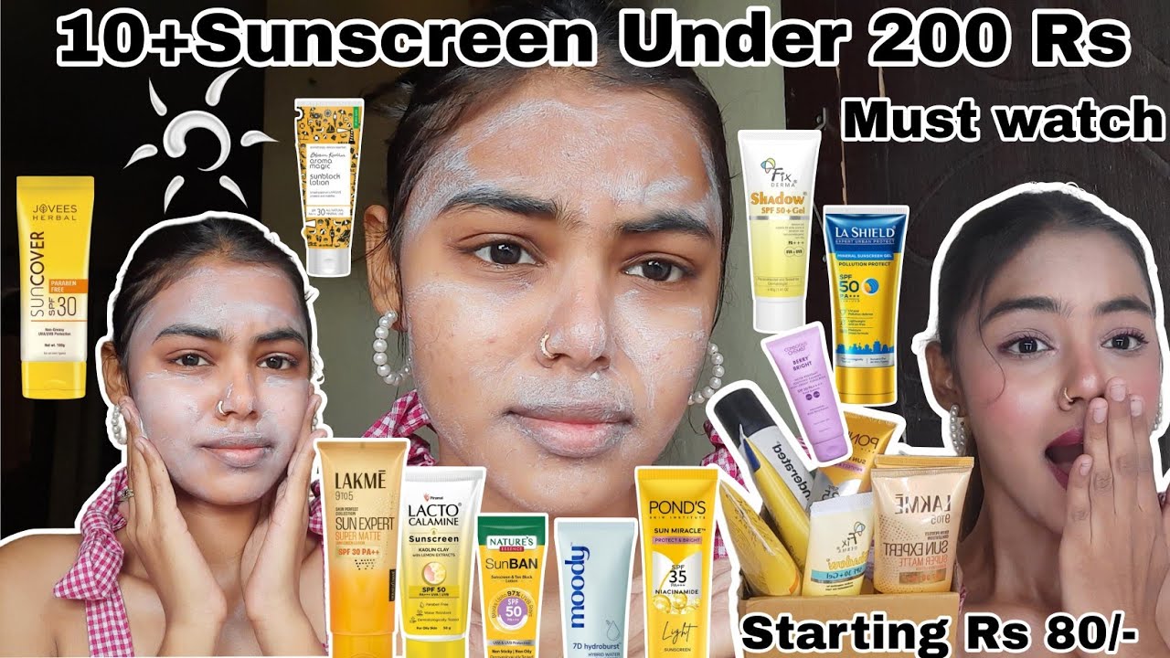 REVIEWING 10+ SUNSCREEN Under 200/-Rs| For Every Skin Type| India's Popular Sunscreens|