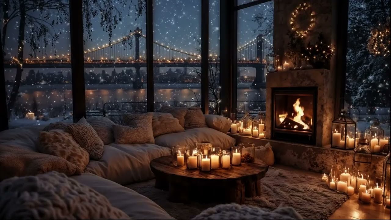 🎹 Soft piano A Quiet Snowy Night ❄️ Smooth Piano & Fireplace for Deep Relaxation | Cozy Lounge