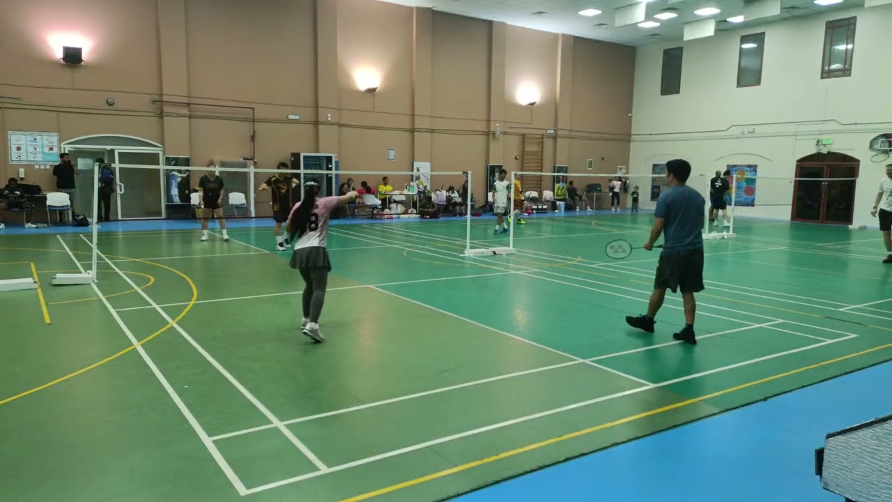 Badminton queuing with GSG_Coy, Micho & Faye