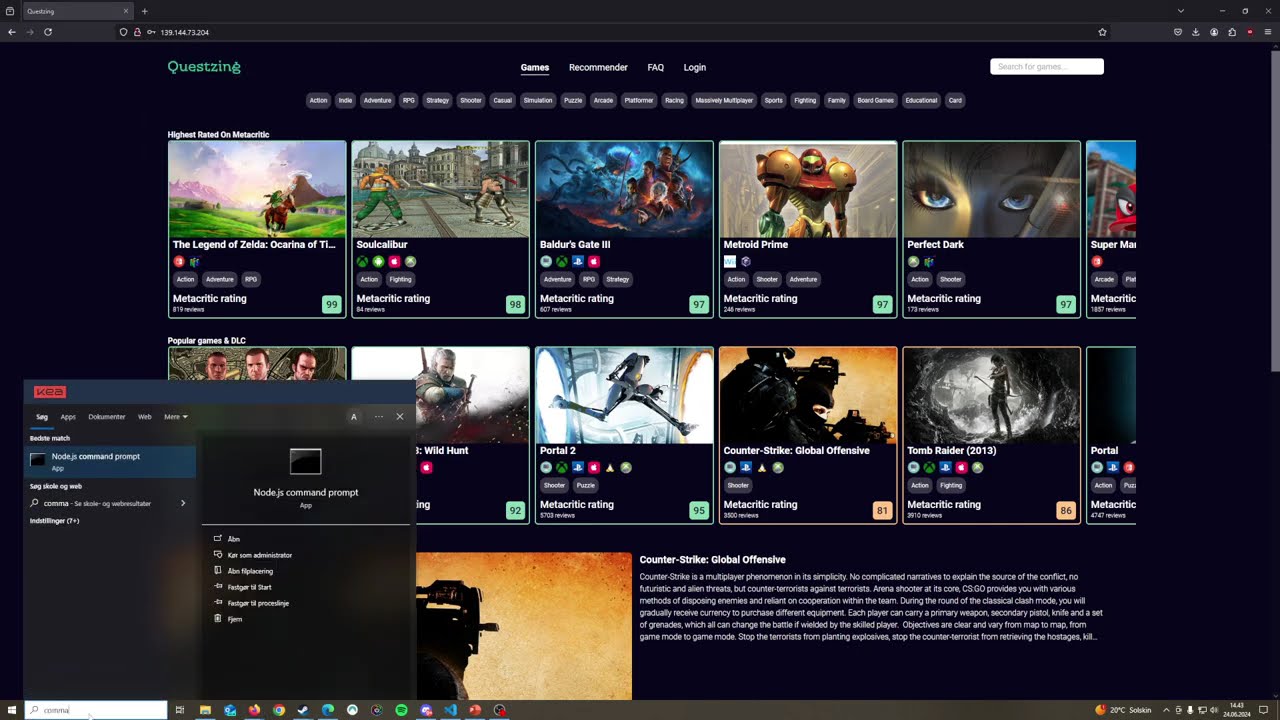 Questzing Demo (React, TypeScript, TailwindCSS, Linode, Docker, XAMPP, Github, RAWG)