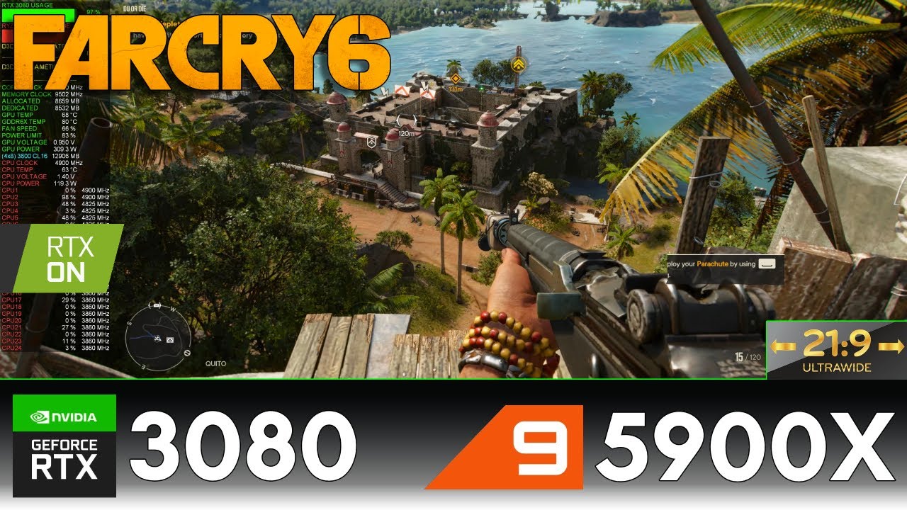 Far Cry 6 | RTX 3080 FTW3 Ultra | Ryzen 9 5900X | Ray Tracing + Ultra Settings 3440x1440