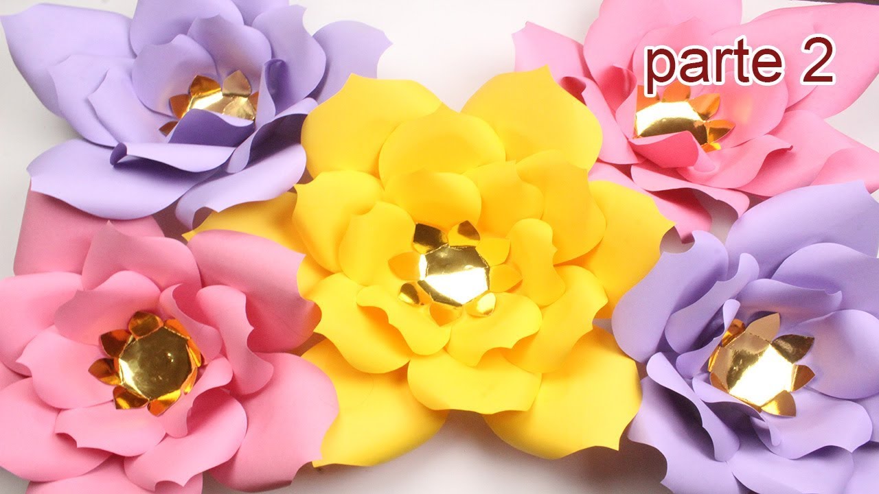 como hacer flores gigantes de papel / faciles y bonitas / parte 2 de 2