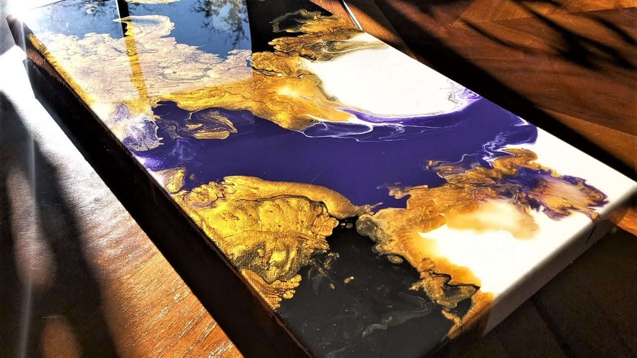 Pour & Blow | Golden Fluid Art | MelyD Style