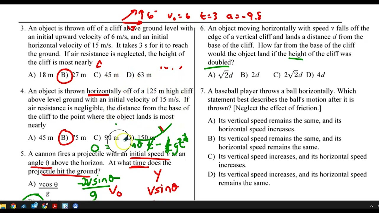 projectile motion test review 1