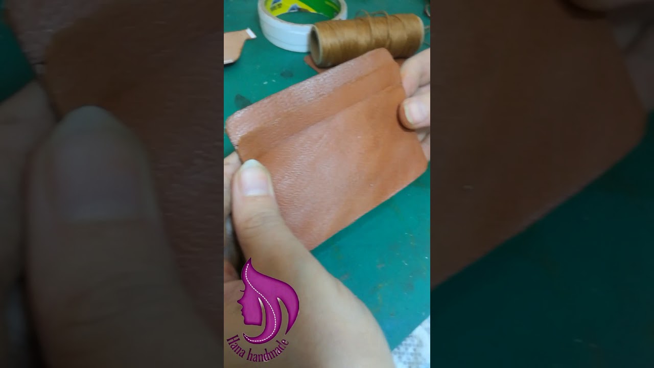 عمل محفظه جلد طبيعي من البترون للفنيش بالخطوات hanahandmade leather