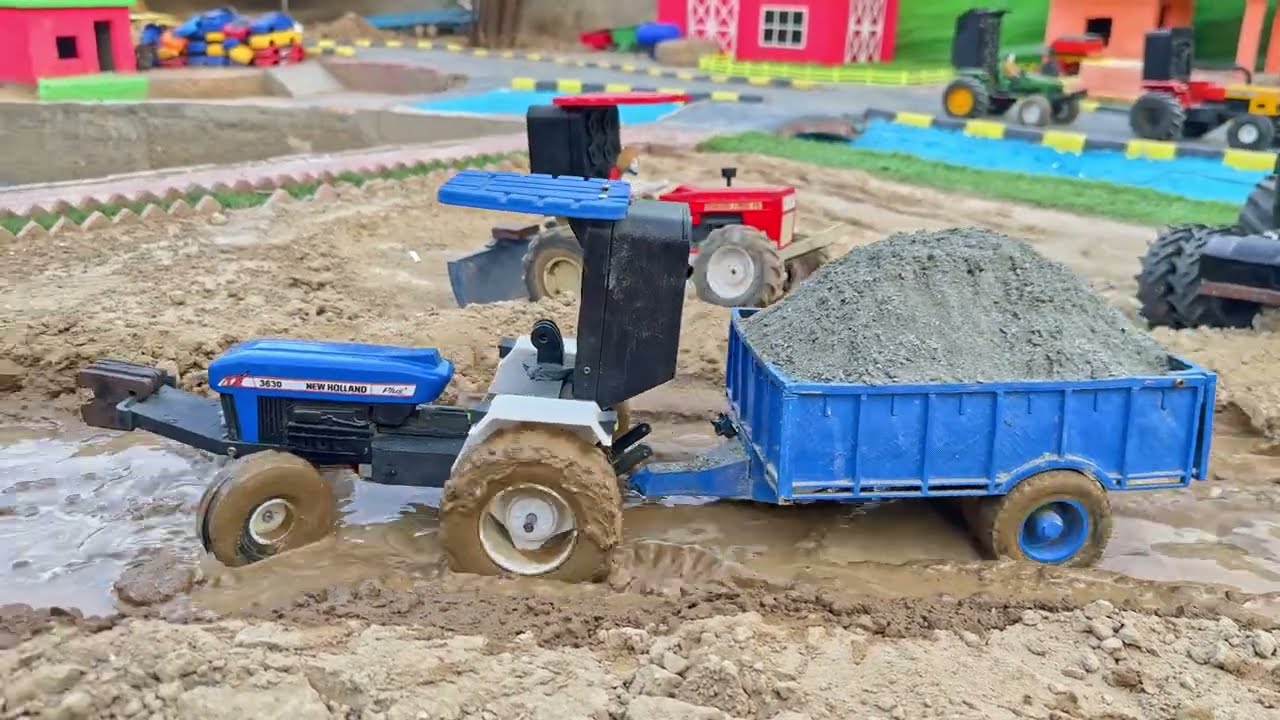 diy remote control tractor new Holland with trolley in mud ​⁠@MrPendujatt22