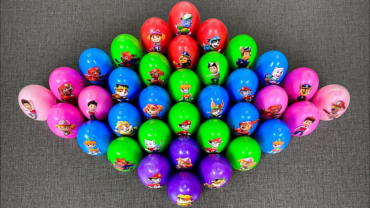 Rainbow Eggs: Finding Colorful Slime In Paw Patrol: Chase, Marshall, Skye,... - ASMR Sounds
