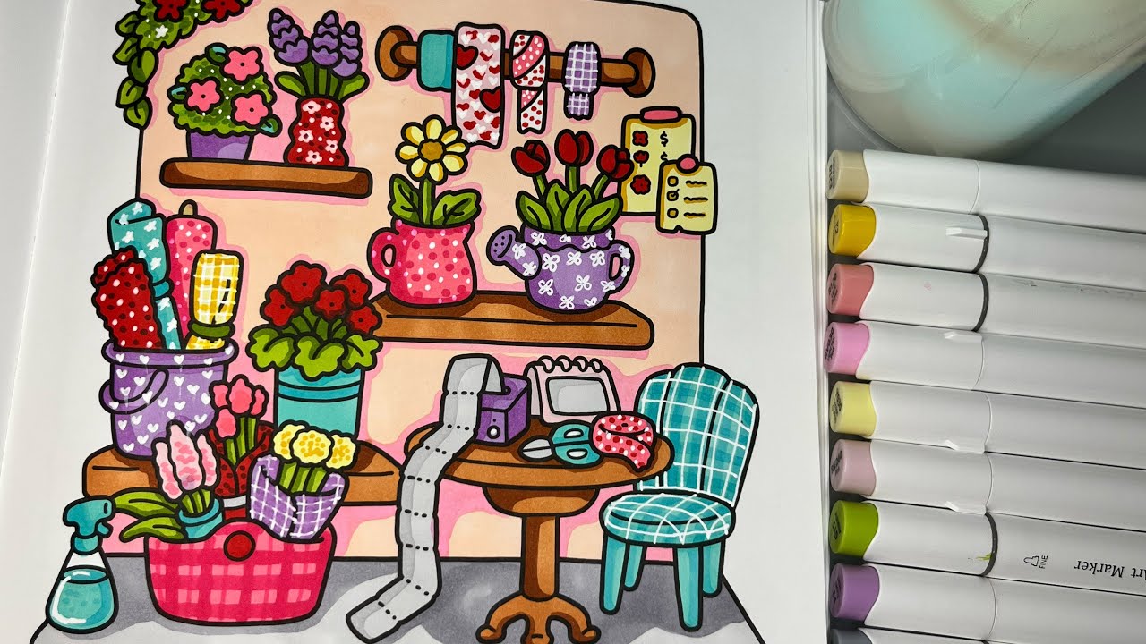 Color With Me | ASMR | Cozy Corner by Coco Wyo | Ohuhu Alcohol Markers #asmr #coloring