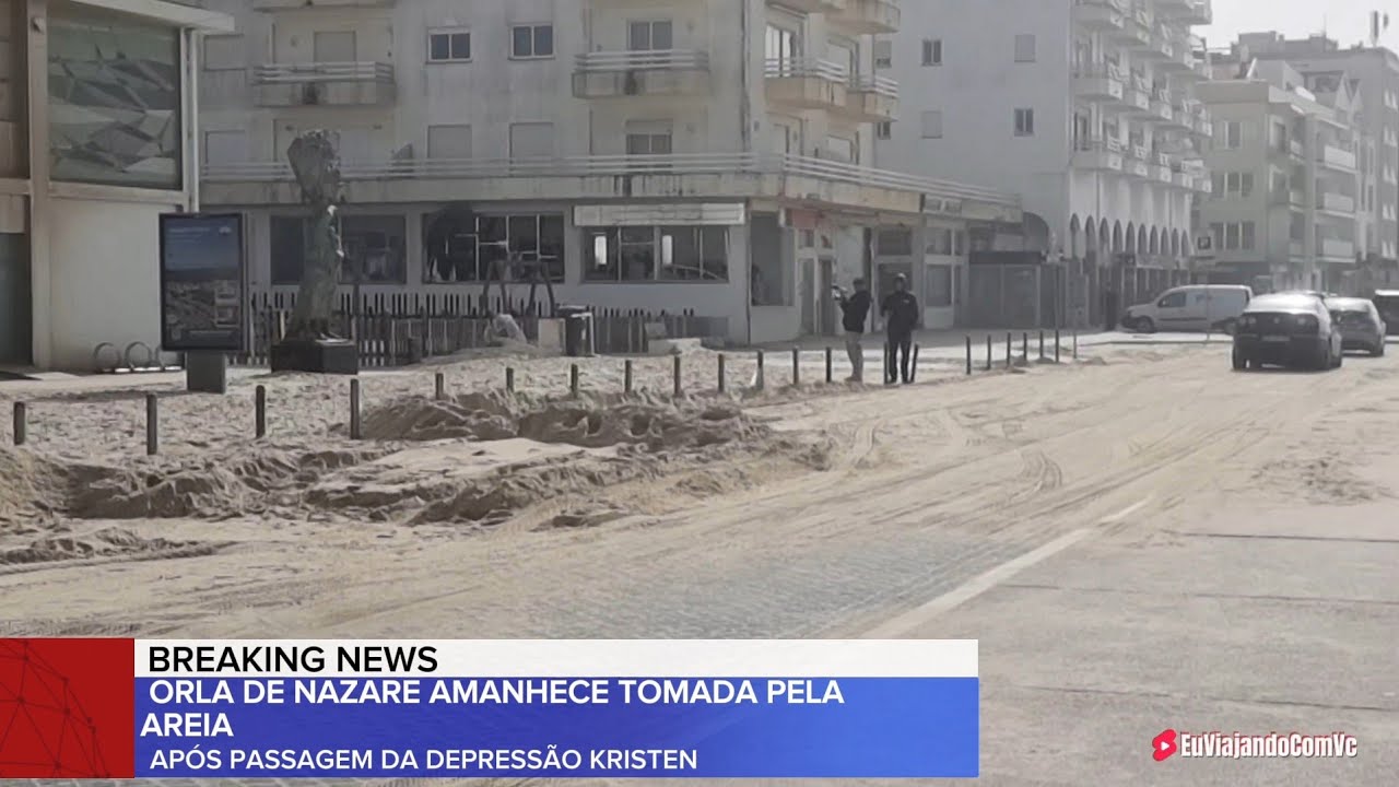 Orla de Nazare amanhece tomada de areia após passagem da Depressão Kristin