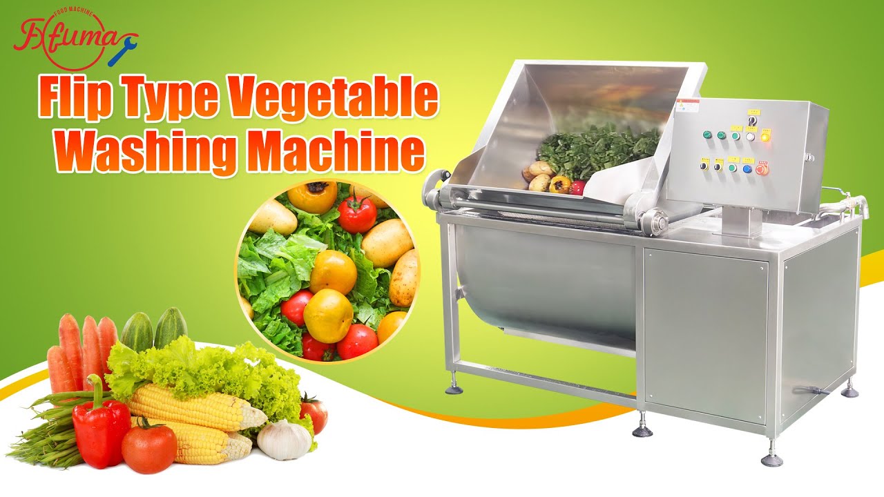 Automatic Flip Discharge Vegetable Fruit Meat Washing Machine