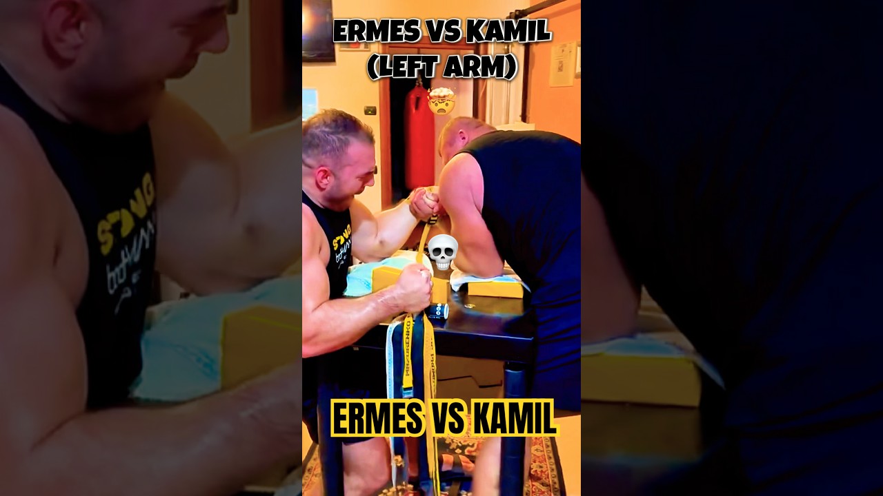 Ermes Gasparini vs Kamil Jablonski! Crazy Left Hand Armwrestling Practice! 💪💀 #ermes #kamil #fyp