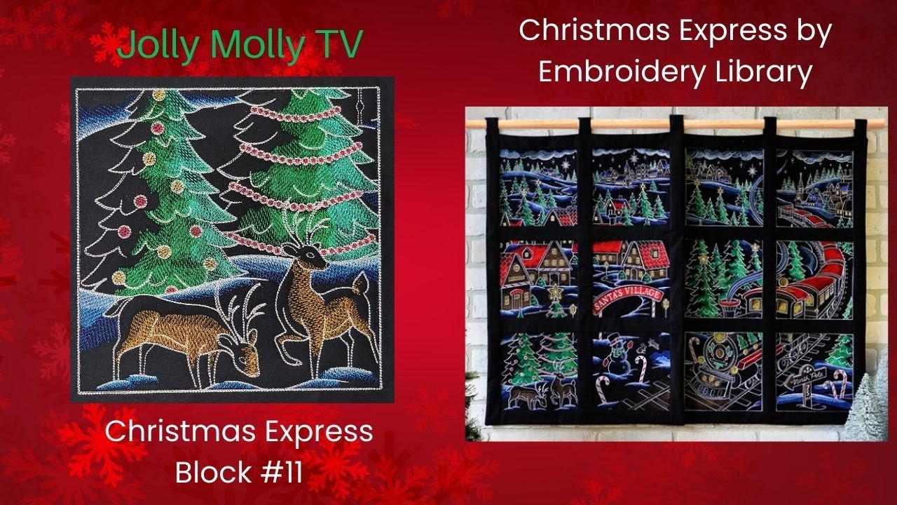 Christmas Express Wall Hanging Block #11 Machine Embroidery Sew-a-long Embroidery Library