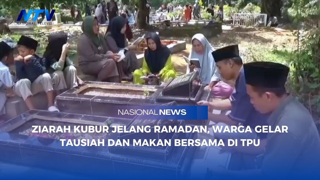 ZIARAH KUBUR JELANG RAMADAN, WARGA GELAR TAUSIAH DAN MAKAN BERSAMA DI TPU