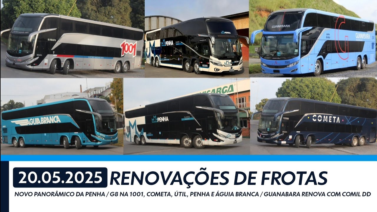 RENOVAÇÕES DE FROTAS: Penha renova com Panorâmico - Novos G8 da Cometa, Águia Branca, 1001 e Penha