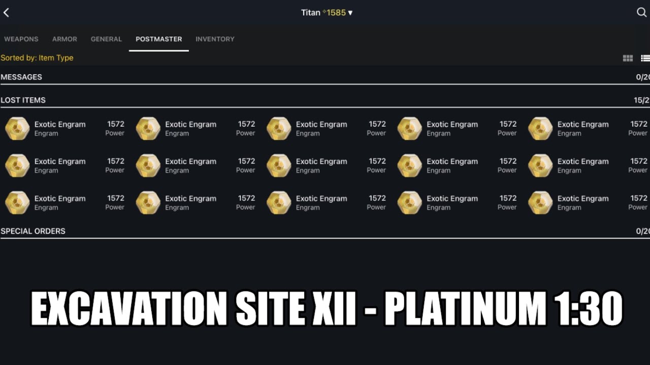 Excavation Site XII - Platinum Reward Guide - 1:30 (Titan)