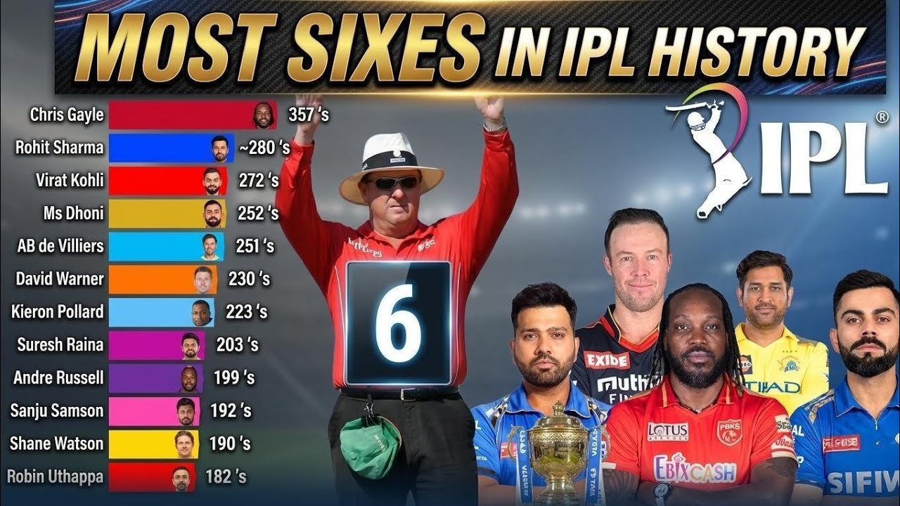 IPL Sixes Race: Players With Highest Number Of Sixes In IPL | 2008 to 2025