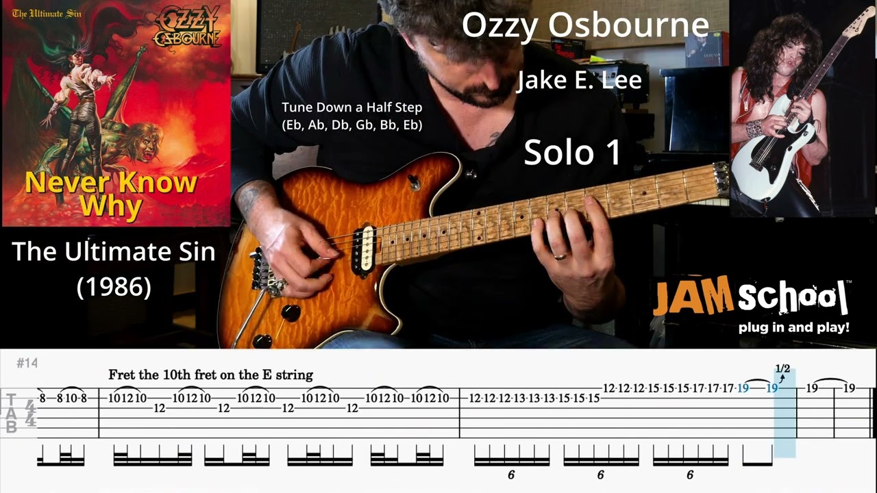 Ozzy Osbourne Never Know Why Guitar Solo with TAB (Jake E. Lee)