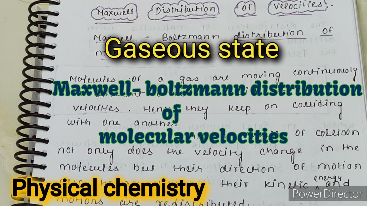 |Maxwell boltzmann distribution of molecular velocities| Physical chemistry| BSC chemistry 1st year|