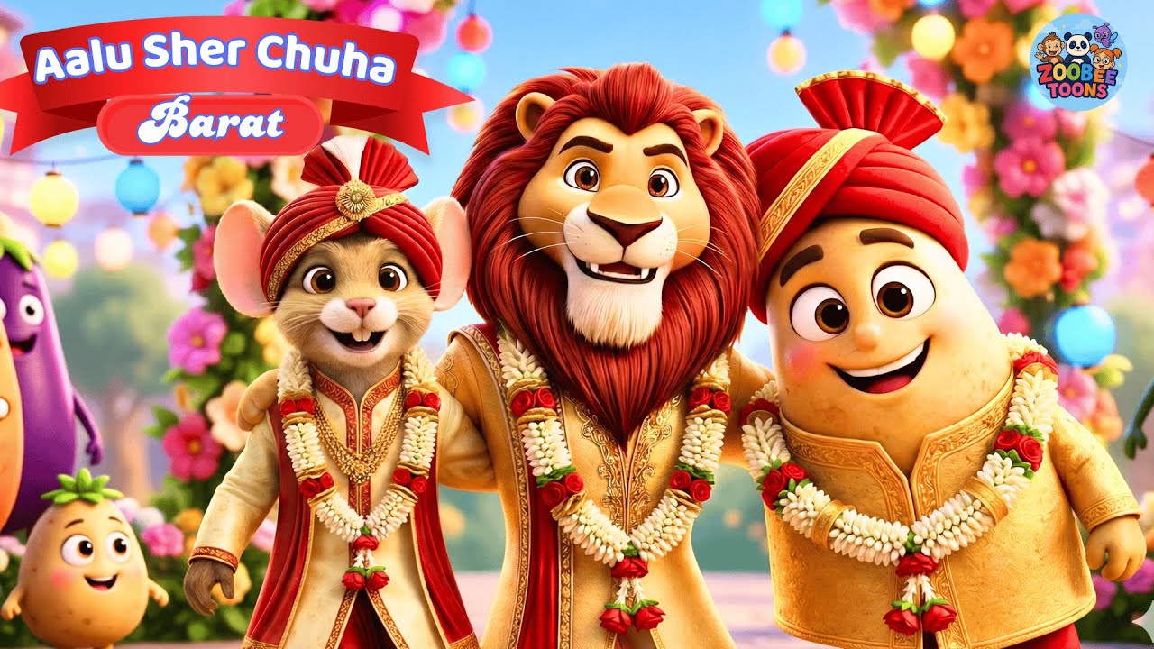 🥔 Aalu Ki Barat, 🦁 Sher Ki Barat, 🐭 Chuhe Ki Barat | Animal Barat Mashup | Hindi Rhymes