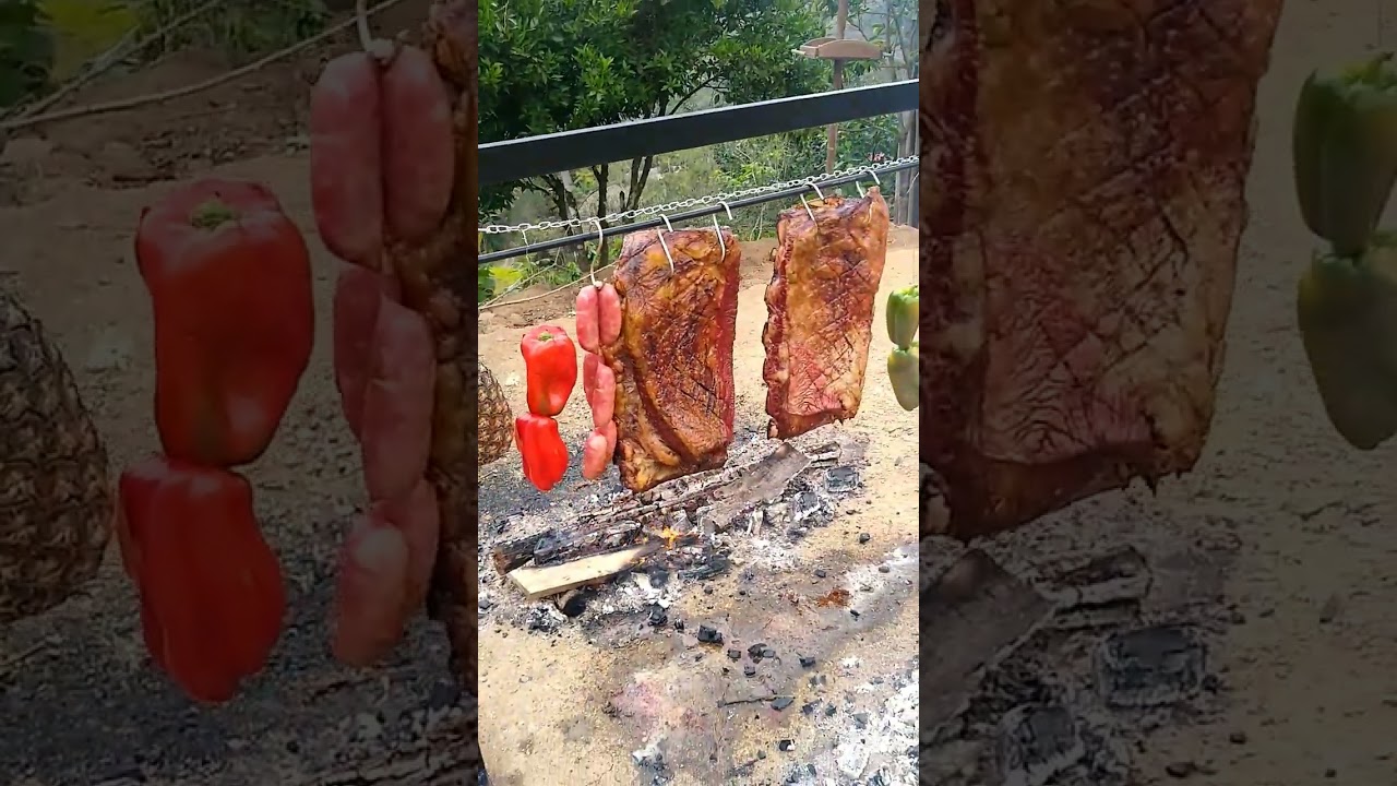 churrasco de costela janela fogo de ch&atilde;o