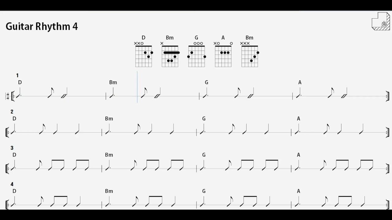 Guitar rhythm 4  | Dotted quarter note 100Bpm