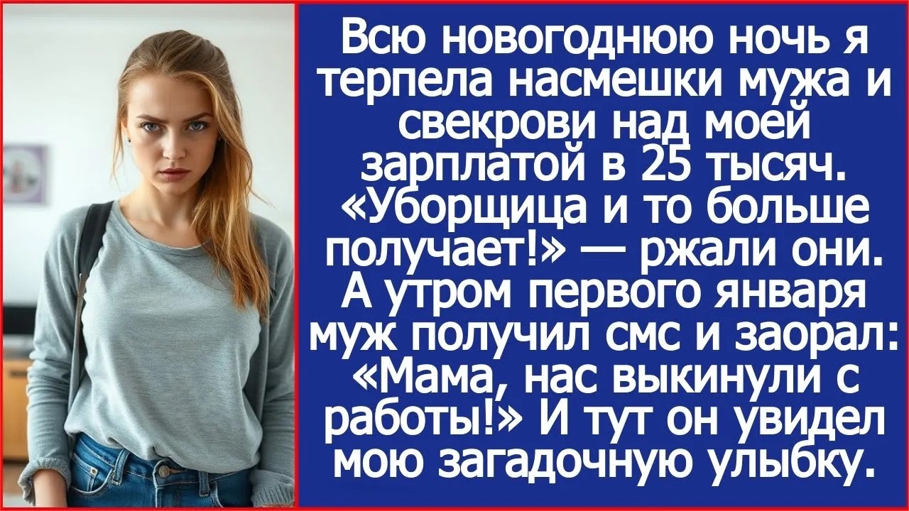 Всю новогоднюю ночь я терпела насмешки мужа и свекрови над моей зарплатой в 25 тысяч  А утром