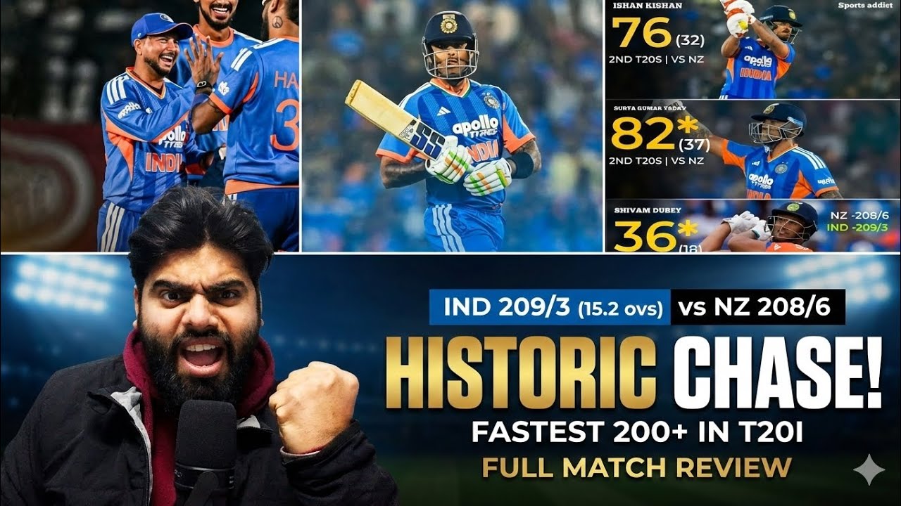 HISTORY MADE! 🇮🇳 India chase 209in 15.2 Overs!  INDvsNZ 2nd T20I|| Highlights SKY is BACK! 82*(37)