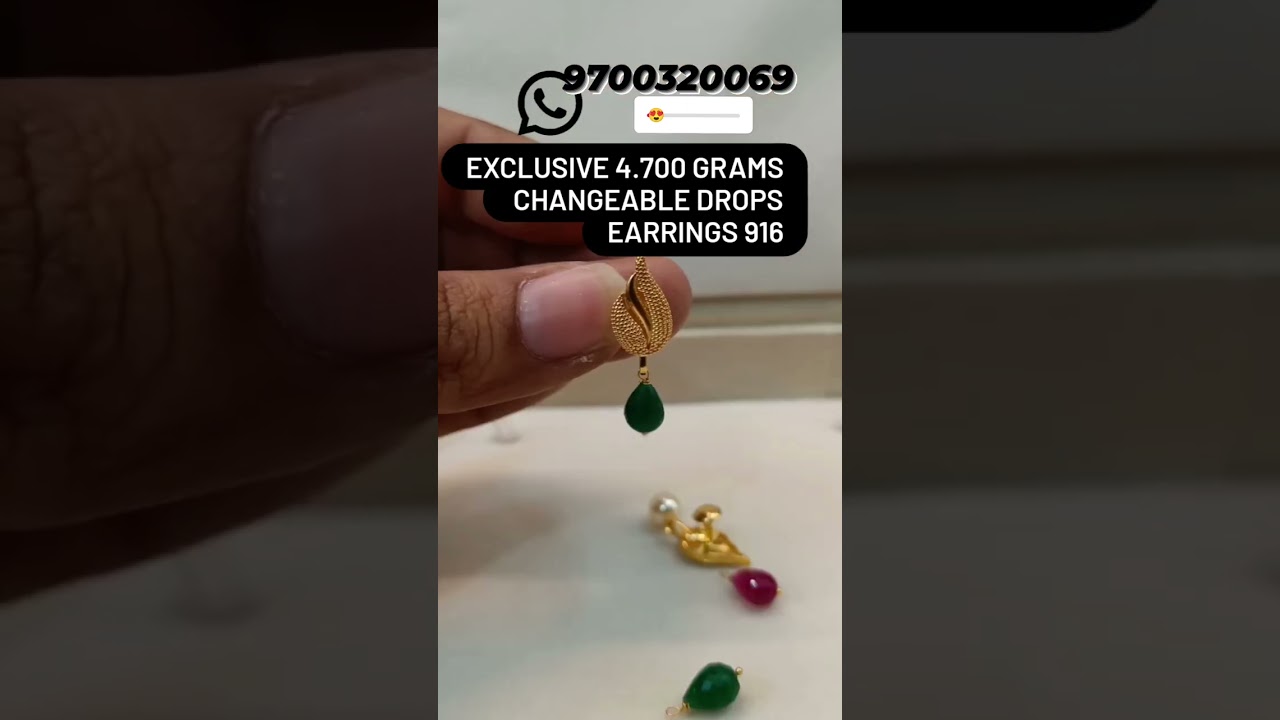 changeable gold 916 earrings for order dm #gold #earring #changeable #lightweightjewellery #studs