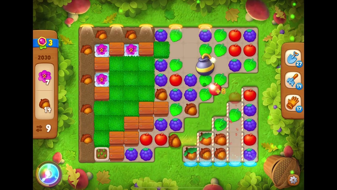 GardenScapes Level 2030 no boosters (15 moves)