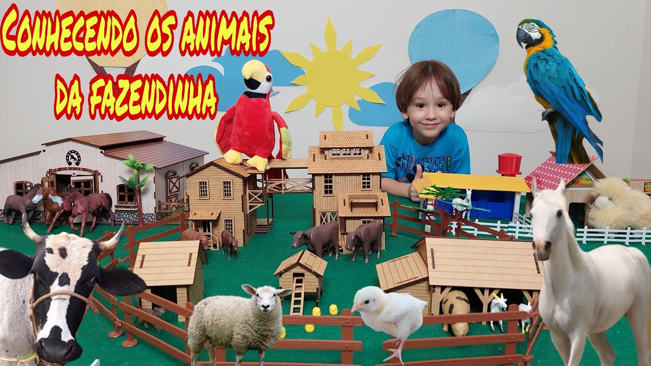Fazendinha de brinquedo Felipe Canopf | Conhecendo o Som dos Animais de verdade Boi Vaca  Toy Farm