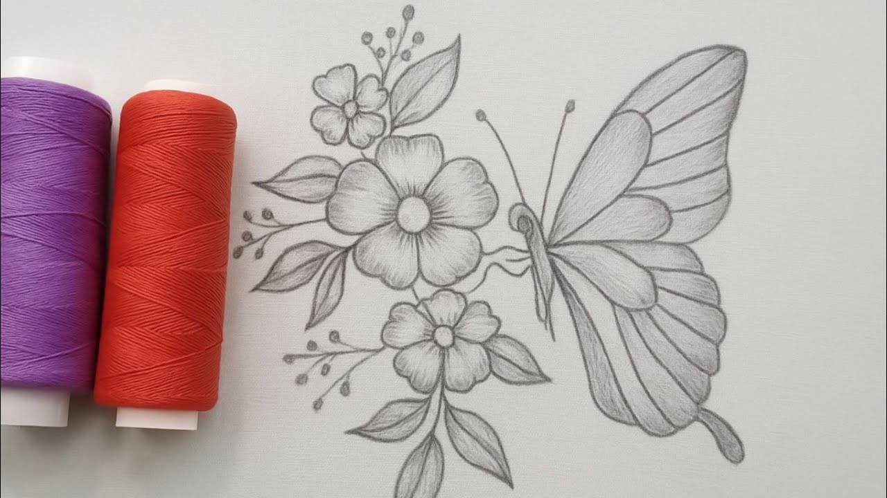 Colorful Butterfly Hand Embroidery with Beautiful Flowers | Thread Embroidery#embroidery 