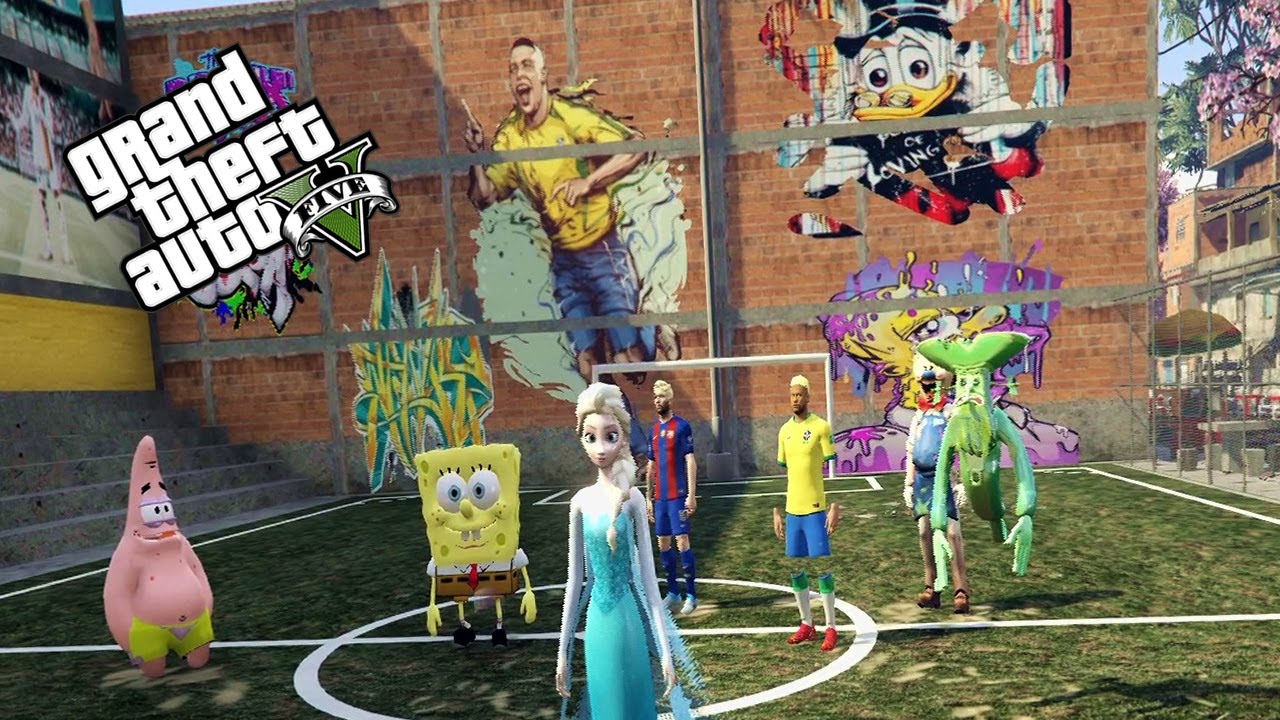 NEYMAR, MESSI E FROZEN! Bob Esponja no GTA V PC (MODS)