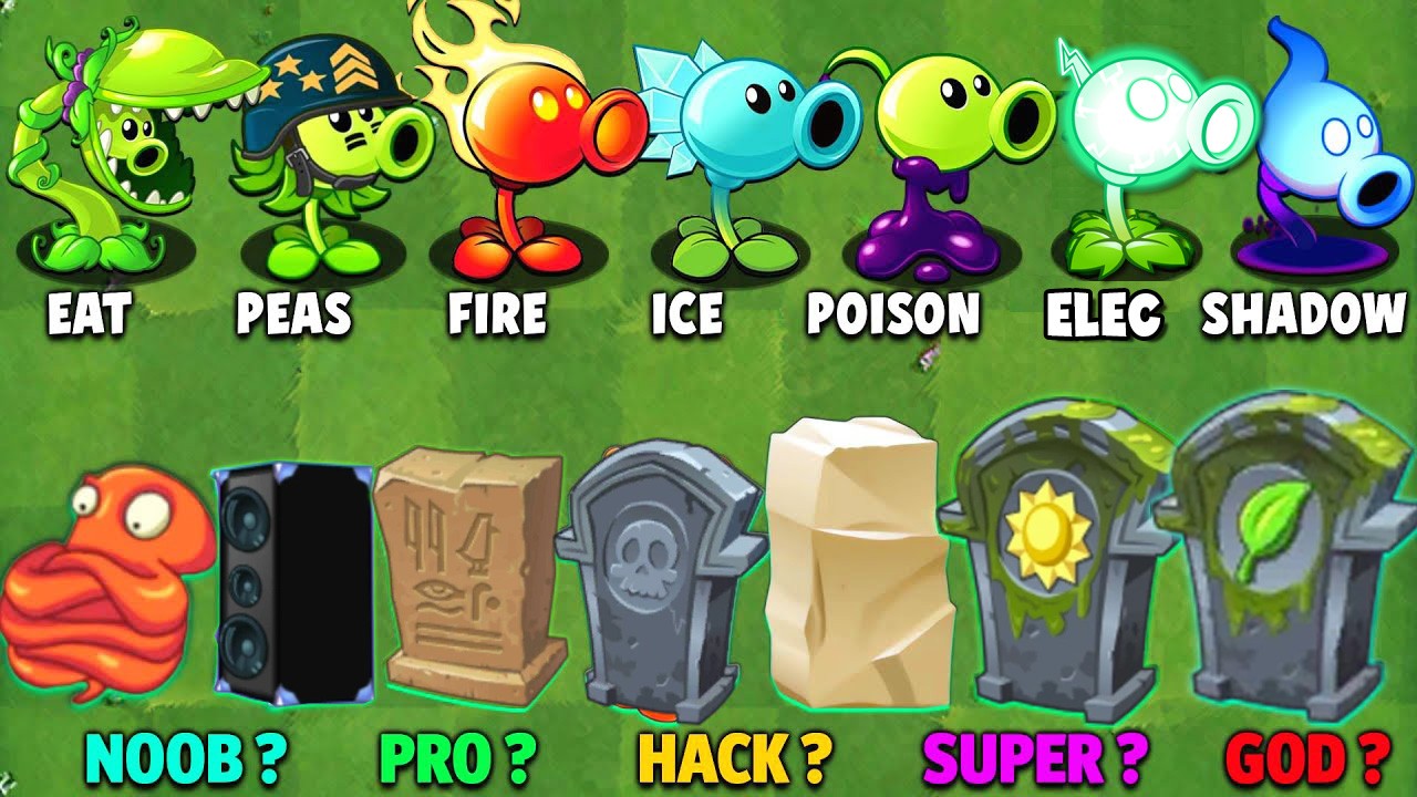 PvZ 2 Challenge - How Many Peas Can Defeat All Grid Items NOOB - PRO - HACKER - GOD!