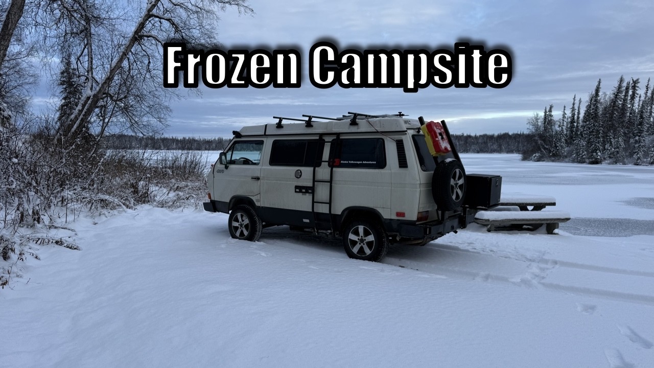 Solo Winter Vanlife in Alaska ❄️ Frozen Campsite at Rainbow Lake
